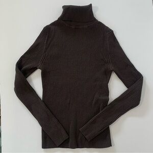 Express Brown Ribbed Turtle Neck
